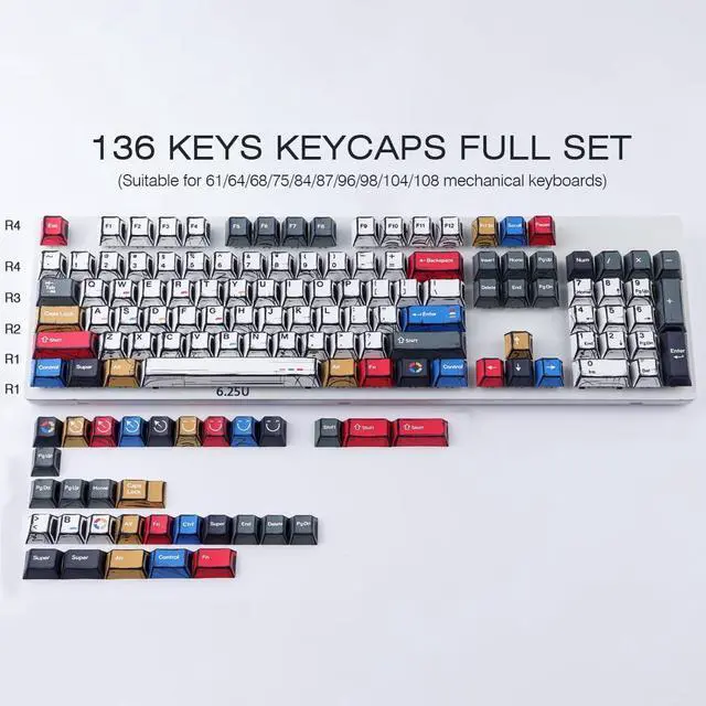 Alt view image 4 of 7 - PBT Keycaps - Japanese Manga Theme Keycaps Set, 131 Keys Cherry Profile Dye-Sub Custom Keycap, Color Minimalist Style Key Caps for 60%, 65%, 75%, 100% Cherry MX Mechanical Keyboard
