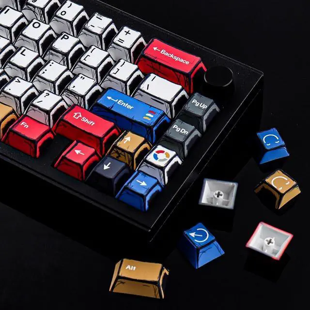 Alt view image 5 of 7 - PBT Keycaps - Japanese Manga Theme Keycaps Set, 131 Keys Cherry Profile Dye-Sub Custom Keycap, Color Minimalist Style Key Caps for 60%, 65%, 75%, 100% Cherry MX Mechanical Keyboard