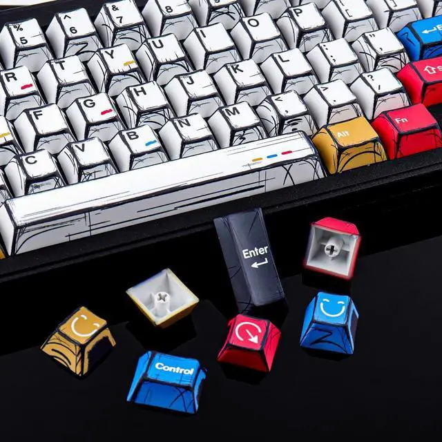 Alt view image 7 of 7 - PBT Keycaps - Japanese Manga Theme Keycaps Set, 131 Keys Cherry Profile Dye-Sub Custom Keycap, Color Minimalist Style Key Caps for 60%, 65%, 75%, 100% Cherry MX Mechanical Keyboard