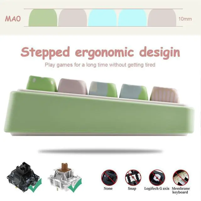 Alt view image 5 of 7 - TYRIXKI PBT Keycaps 134 Keys Cute Keycap Dye-Sublimation Matcha Green Pet Puppy Keycap Mao Profile Cat Shape Custom Keycaps for Cherry Gateron MX Swithes Mechanical Keyboards