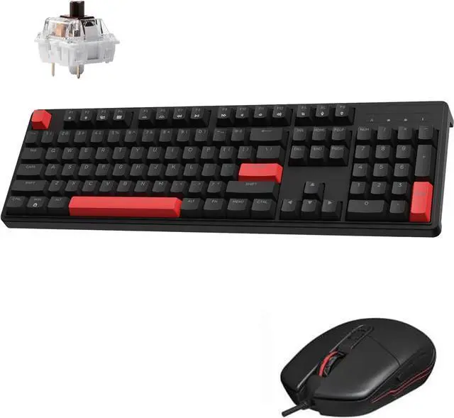 Main image of LEMOKEY X2 QMK/VIA Custom Gaming Keyboard and Mouse Combo, Programmable 100% Full Size Layout Gasket Mount, Red Backlight Wired Mechanical Keyboard with Brown Switches for Mac/Windows/Linux