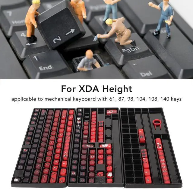 Alt view image 6 of 7 - 140 Custom Keycaps, XDA Height Fadeless PBT Keycap Set 5 Side Dye Sublimation Custom Keycaps for 61, 87, 98, 104, 108, 140 Keys Mechanical Keyboard (Gradient Red)