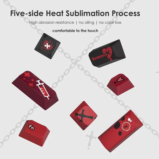 Alt view image 4 of 7 - 140 Custom Keycaps, XDA Height Fadeless PBT Keycap Set 5 Side Dye Sublimation Custom Keycaps for 61, 87, 98, 104, 108, 140 Keys Mechanical Keyboard (Gradient Red)