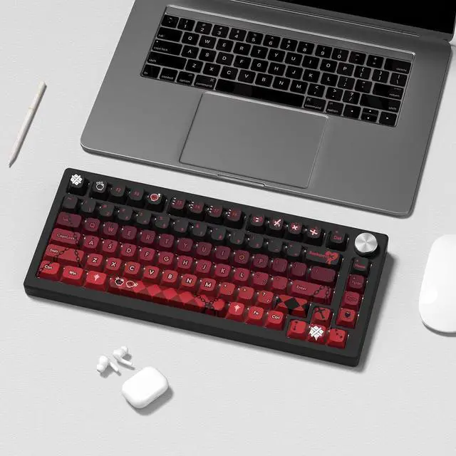 Alt view image 5 of 7 - 140 Custom Keycaps, XDA Height Fadeless PBT Keycap Set 5 Side Dye Sublimation Custom Keycaps for 61, 87, 98, 104, 108, 140 Keys Mechanical Keyboard (Gradient Red)