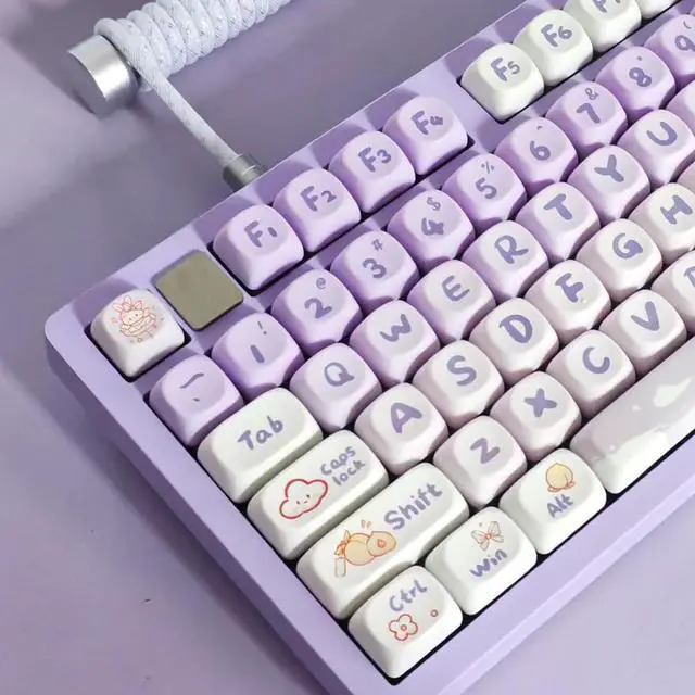 Main image of Gliging Keycaps 142 Keys Purple Rabbit Cute MOA Profile Dye-Sublimation for Cherry MX Switches Mechanical Keyboard