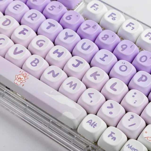 Alt view image 2 of 7 - Gliging Keycaps 142 Keys Purple Rabbit Cute MOA Profile Dye-Sublimation for Cherry MX Switches Mechanical Keyboard