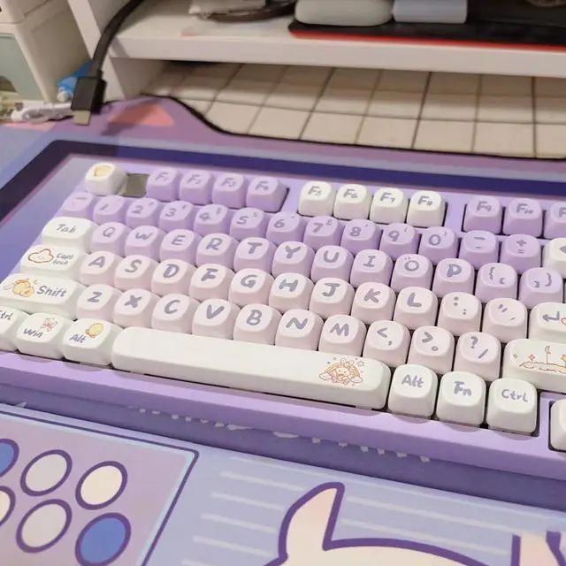 Alt view image 5 of 7 - Gliging Keycaps 142 Keys Purple Rabbit Cute MOA Profile Dye-Sublimation for Cherry MX Switches Mechanical Keyboard