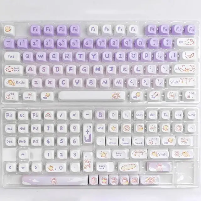 Alt view image 6 of 7 - Gliging Keycaps 142 Keys Purple Rabbit Cute MOA Profile Dye-Sublimation for Cherry MX Switches Mechanical Keyboard
