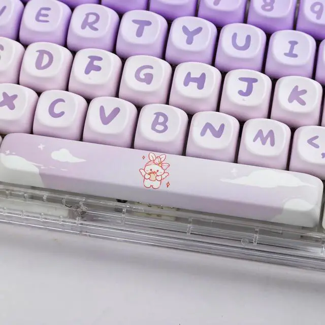 Alt view image 7 of 7 - Gliging Keycaps 142 Keys Purple Rabbit Cute MOA Profile Dye-Sublimation for Cherry MX Switches Mechanical Keyboard