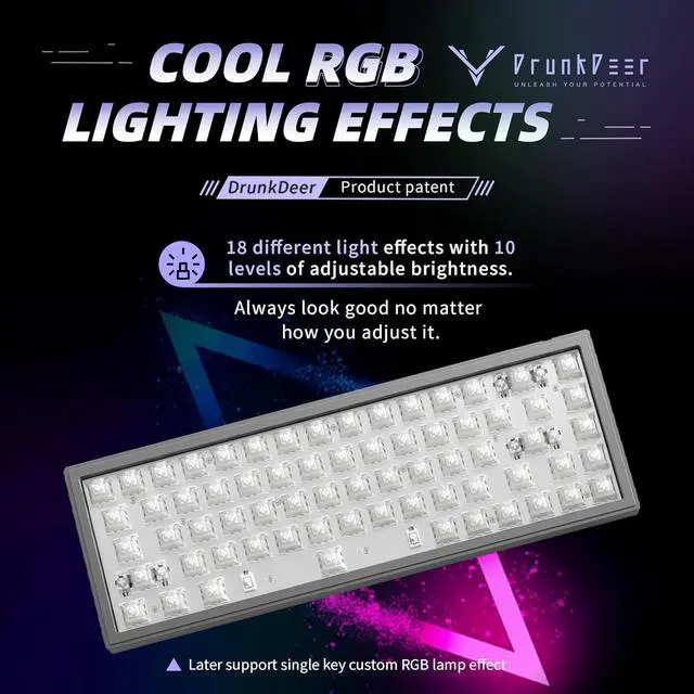 Alt view image 3 of 7 - DrunkDeer G65 Rapid Trigger Mechanical Keyboard Magnetic Switch Aluminum Case USB Wired TKL Compact 82Keys RGB No Keycap,Space Grey