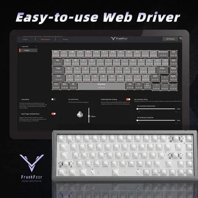 Alt view image 4 of 7 - DrunkDeer G65 Rapid Trigger Mechanical Keyboard Magnetic Switch Aluminum Case USB Wired TKL Compact 82Keys RGB No Keycap,Space Grey