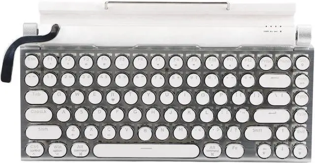 Alt view image 3 of 7 - Mechanical Keyboard, Blue Switch Retro Round Keycap Typewriter Mechanical Keyboard for Tablet (White)