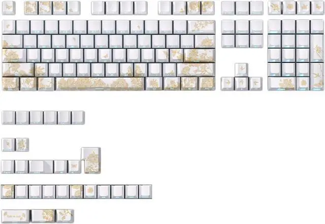 Main image of 146/136Keys Keycaps Customs Platinums Embroidery Keycap Set Side Print Backlit Caps for Mechanical Keyboard Side Print Keycap