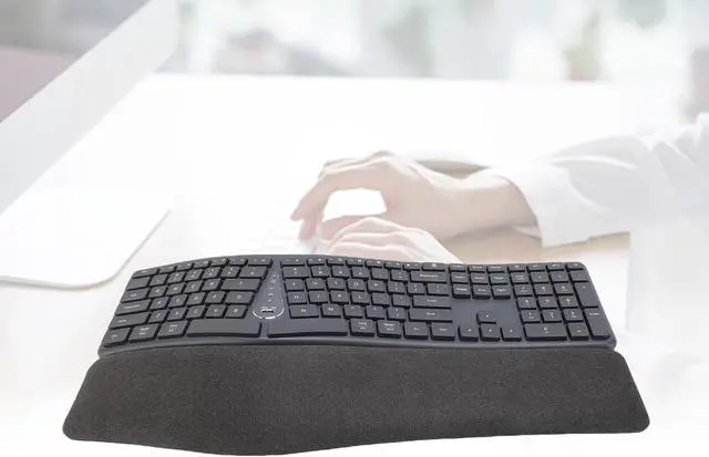 Alt view image 7 of 7 - Asixxsix Wireless Ergonomic Keyboard with Cushioned Wrist Rest, 2.4G USB C Bluetooth Wireless Rechargeable Split Keyboard, 111 Keys Computer Keyboards for Desktop Laptop