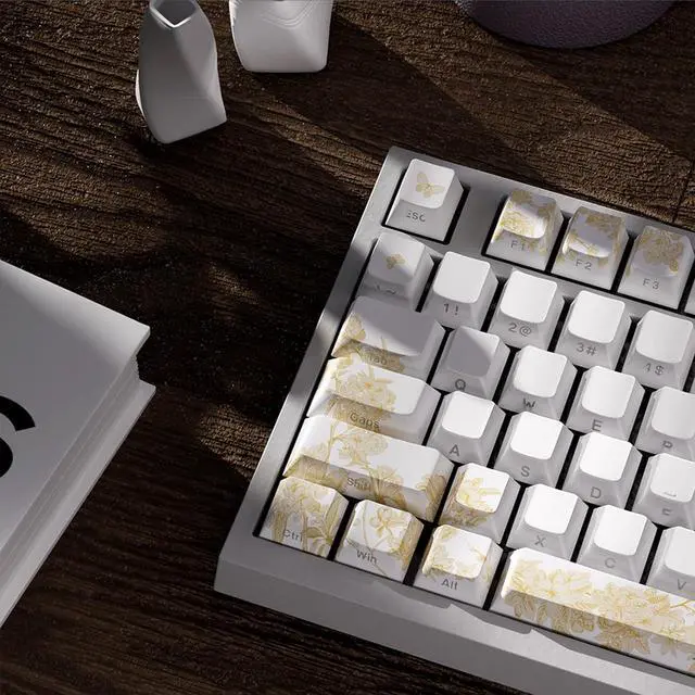 Alt view image 5 of 7 - 146/136Keys Keycaps Customs Platinums Embroidery Keycap Set Side Print Backlit Caps for Mechanical Keyboard Side Print Keycap