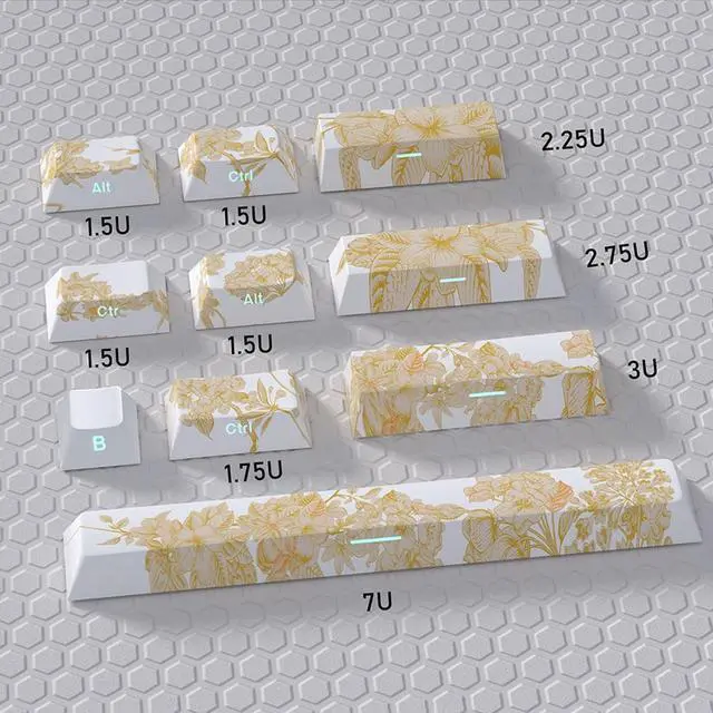 Alt view image 5 of 7 - 146/136Keys Keycaps Customs Platinums Embroidery Keycap Set Side Print Backlit Caps for Mechanical Keyboard Side Print Keycap