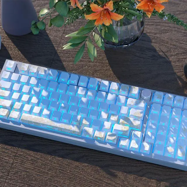 Alt view image 7 of 7 - 146/136Keys Keycaps Customs Platinums Embroidery Keycap Set Side Print Backlit Caps for Mechanical Keyboard Side Print Keycap