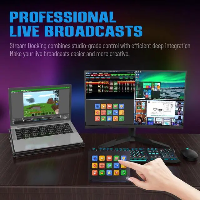 Alt view image 3 of 7 - Live Stream Command Centers 15Customizable Button Ai Keyboards Stream Controller for Mutiple Apps Content Creation Controller Deck