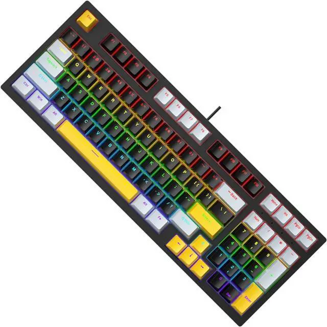 Alt view image 6 of 7 - Ergonomic 98Keys Mechanical Keyboard with Backlits LED for Gaming Enthusiasts Office Workers Gamers Accessory