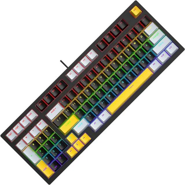 Main image of Small 98Keys Mechanical Gaming Keyboard with LED Backlights Ergonomic Keyboard for PC Gamers Office Wire Keyboard