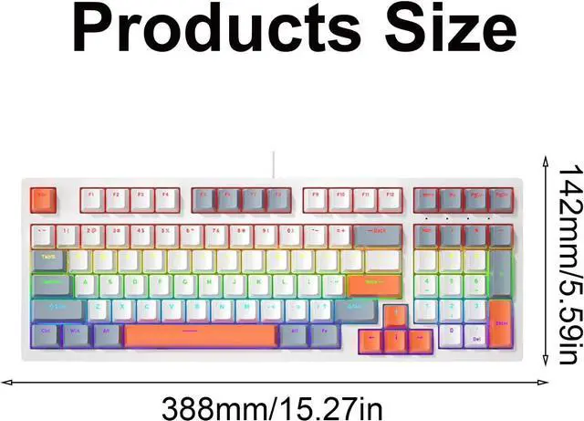Alt view image 5 of 7 - ZHENZQ Portable 98Keys Gaming Keyboard with LED Backlights Shaft Components Ergonomic Keyboard for Intensely PC Gameplays