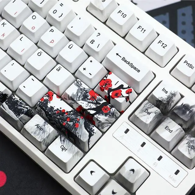 Alt view image 5 of 5 - 128 Key OEM Keycaps Blossom Keycaps Set for Game Mechanical Keyboards Keyswitch Keycaps Replaces