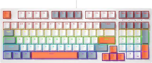 Alt view image 4 of 7 - divuukyi 98Key Mechanical Keyboard With LED Lighting Comfortable Feel Keycap For Gamers And Typists In Small Space Keyboard