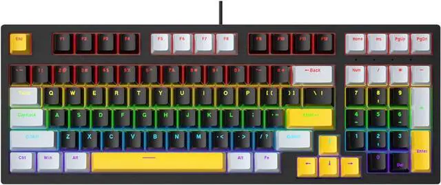 Main image of Ergonomic 98Keys Mechanical Keyboard with Backlits LED for Gaming Enthusiasts Office Workers Gamers Accessory