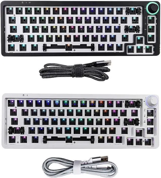 Alt view image 5 of 7 - Ldabrye LK67/KF068 Hot Swappable Acrylic Cord Mechanical Keyboard Barebone Kits Programmable Switches Macropad