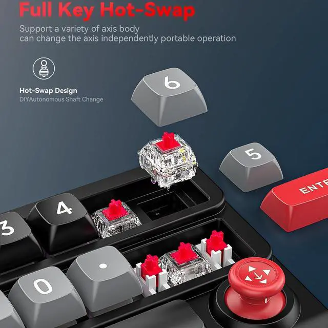 Alt view image 7 of 7 - SPONGL Small keypad,Control Mechanical Keyboard Backlit Hot Swappable Corded Game Keyboards Programmable