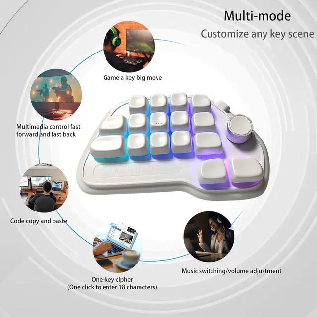 Alt view image 4 of 7 - Wireds USB Mechanical Number Pad 17 Key Hot Swappable with RGBs Backlight and PBTs Keycaps VIA Programmable for Laptop PC