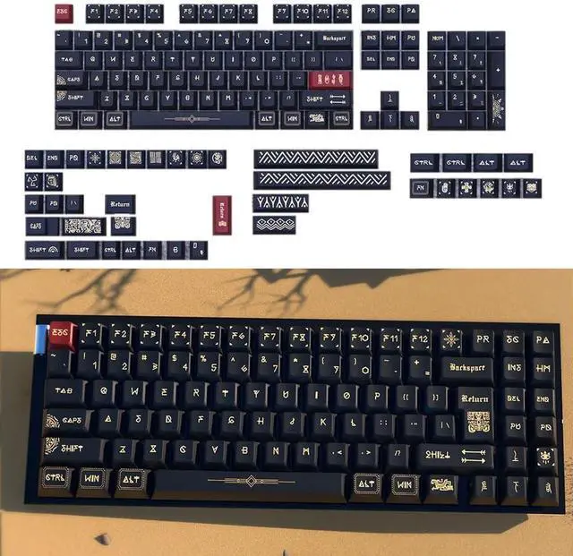 Alt view image 2 of 7 - 142Key Ruins Keycaps Original Height Dye Sublimation Process Keycap for Mechanical Keyboards Switches Ancient Ruins Keycaps