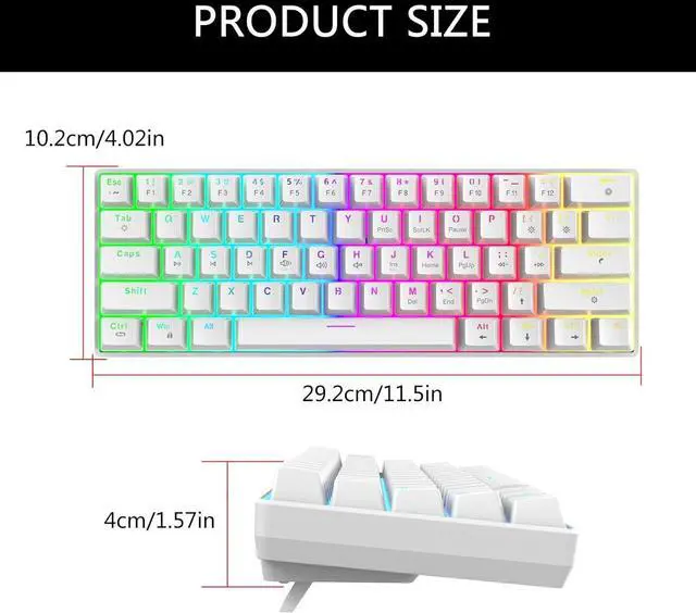 Alt view image 7 of 7 - V900 Mechanical Keyboard with 61Keys Color Lighting Effects Hot Swappable Switches for Gaming and Typing