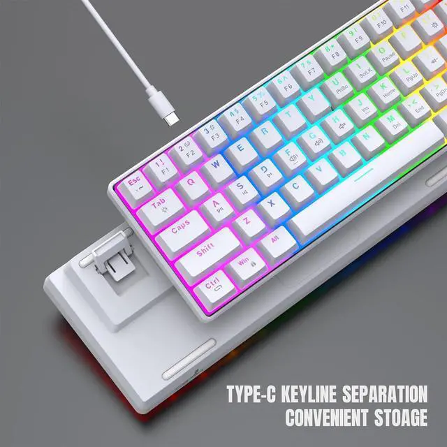 Alt view image 7 of 7 - DIEKE V900 Mechanical Gaming Keyboard 61Keys With Color Backlight And Hot Swappable Switches Small Keypad