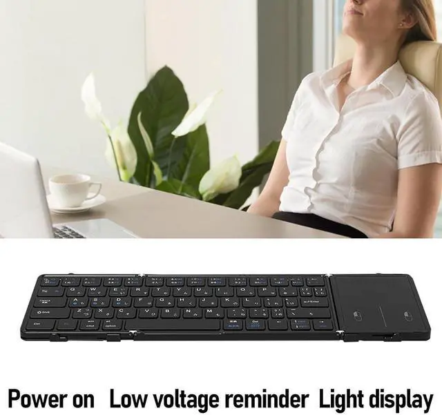Alt view image 3 of 7 - ASHATA Portable BT Folding Keyboard Foldable Keyboard Rechargeable Wireless Keyboard for Travel Business Trips with 10m Range 3-Device Sync 5-Month Battery 12 Hotkeys