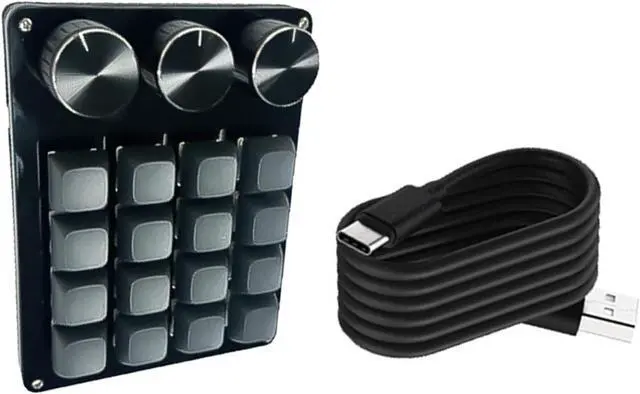 Main image of Programmable 16Key Macro Keypad with 3Customs Knobs Hot Swappable Mechanical Switches for Gaming Efficient Programming Programmable Macro Keyboards