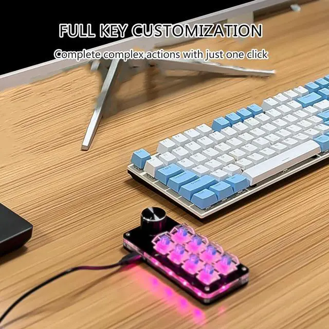 Alt view image 2 of 5 - Customizable Macro Keypad with Double Knob, 15Key Mechanical Gaming Keyboards, Programmable Keypad