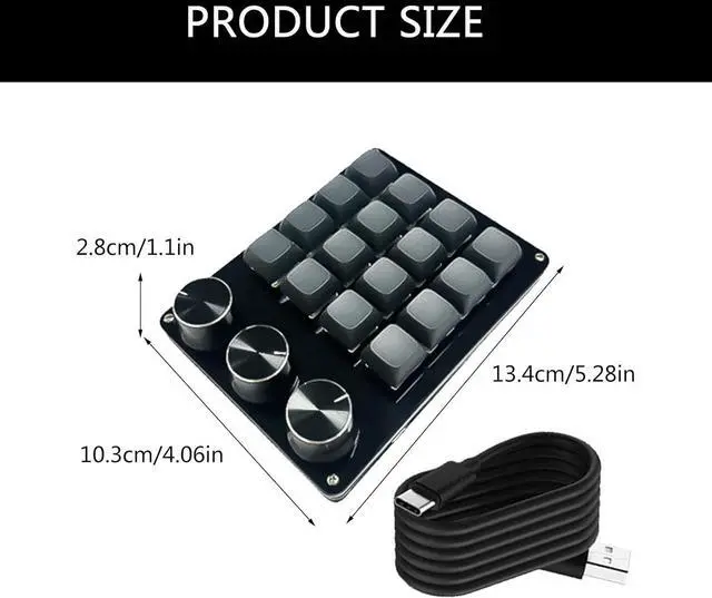 Alt view image 5 of 7 - Programmable 16KEY Macro Keypad Knob with 3 Essence for Efficient Programming for Hot-Swappable Mechanical Switches