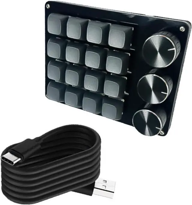 Main image of Customizable Macro Keypad with 3 Rotary Knob, 16Key Mechanical Gaming Keyboards, Programmable Keypad for Gaming, Music
