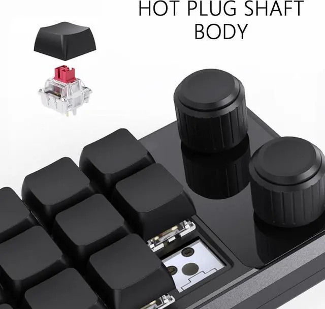 Alt view image 4 of 7 - Customizable Macros Keyboards with 12 Key RGBs Lighting Two Control Knobs Receiver & USB C Cable