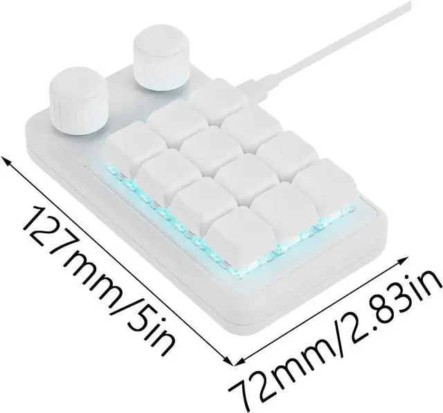 Alt view image 3 of 7 - Customizable Macros Keyboards with 12 Key RGBs Lighting Two Control Knobs Receiver & USB C Cable