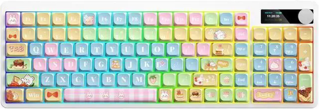 Main image of Mechanical Keyboard with Red Switches Backlight Full Key Rollover P Keycaps Display Metal Knob Gaming Ergonomic Keyboard DIY Set Fun Cake House