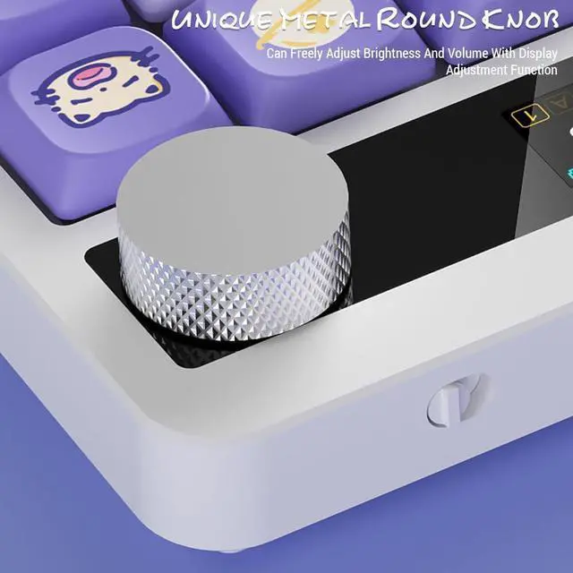 Alt view image 5 of 7 - Mechanical Keyboard with Red Switches Backlight Full Key Rollover P Keycaps Display Metal Knob Gaming Ergonomic Keyboard DIY Set Fun Cake House