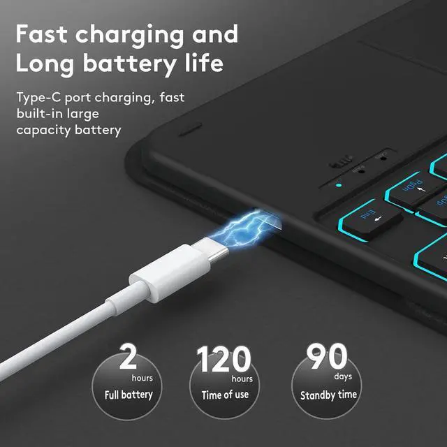 Alt view image 4 of 7 - Wireless BT Backlit Keyboard with PU Leather Protecting Case for Compatible with iPad Air 4/iPad Air5/iPad Pro 11in 2018/iPad 11in 2020/2021/2022 USB Keypad