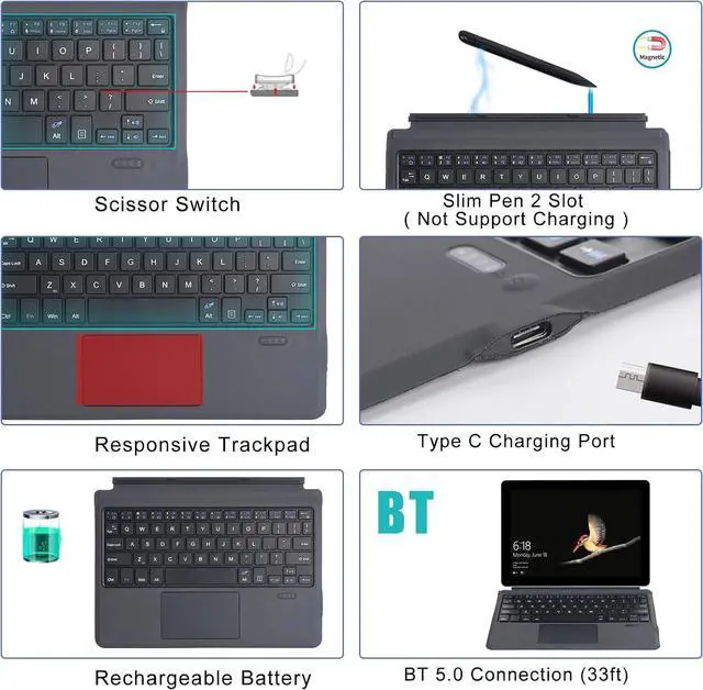 Alt view image 3 of 7 - Keyboard 7-Color Backlit Non-Backlit Portable Ergonomic Compatible with Go2 Go3 Go Series Long Battery Life Personalized Choices Ideal for Computer