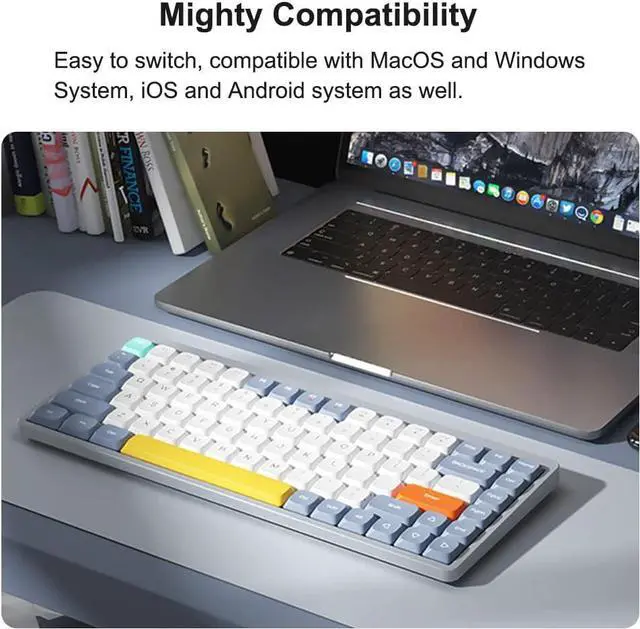 Alt view image 4 of 7 - Mechanical Keyboard 84 Keys +BT5.0+Type-C 3 Connections 75% Low Profile Layout Keyboards 5 Light Effect 5 Levels r Laptop Phone Gateron Blue Switches