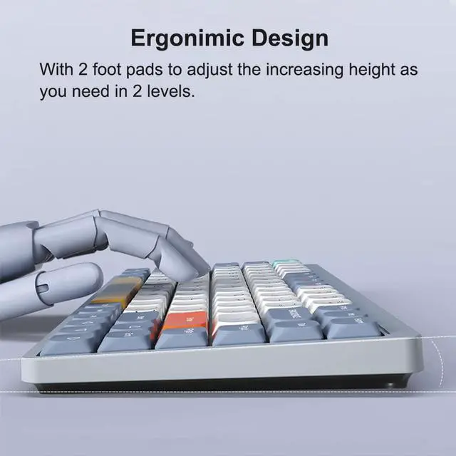 Alt view image 2 of 7 - Mechanical Keyboard 84 Keys +BT5.0+Type-C 3 Connections 75% Low Profile Layout Keyboards Light Effect Support -swappable r Laptop Phone OU Switches BE-BL -swappable