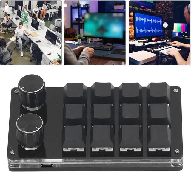 Alt view image 5 of 7 - Macro Mechanical Gaming Keyboard 12 Keys 2 Knobs Programmable Wired Keyboard with Red Switch for Windows for Linux for OSX Office Gaming Music Media Industrial Control