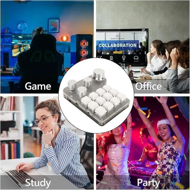 Alt view image 7 of 7 - Blue Switch Keyboard RGB Custom Keypad USB C BT 2.4G Wireless Mini Programmable Keypad for Gaming Office Industrial Control ABS Acrylic Metal Material