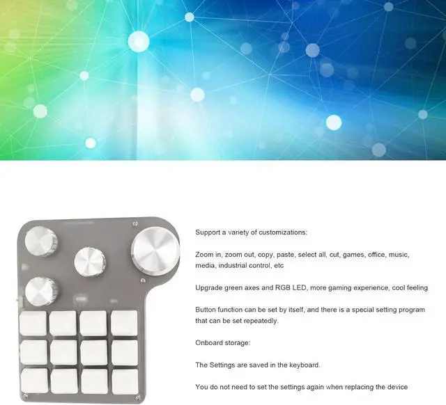 Alt view image 7 of 7 - Masyrt Custom RGB Keyboard, Blue Switch Keyboard USB C BT 2.4G Mini RGB Custom Keyboard Industrial Console 5V 1A